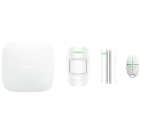 Ajax Systems 38168.56.WH1 Vezeték nélküli riasztórendszer StarterKit készlet (Hub + PIR mozgásérzékelő + mágneses érzékelő + távirányító) fehér