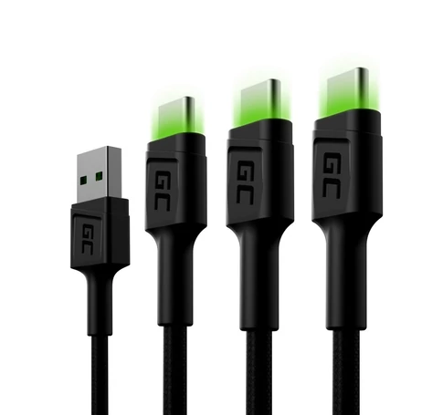 Green Cell KABGCSET02 USB kábel 1,2 M USB A USB C Fekete