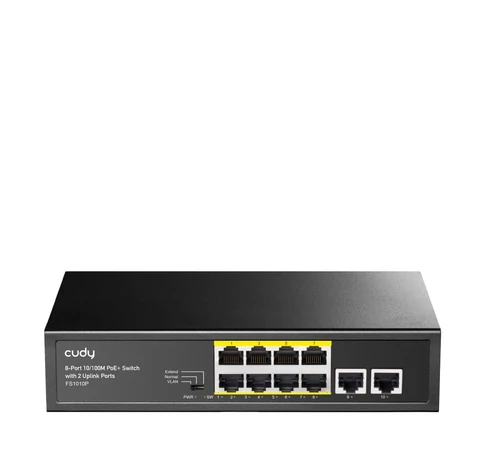 Cudy FS1010P hálózati kapcsoló Fast Ethernet (10/100) Ethernet-áramellátás (PoE) támogatása Fekete