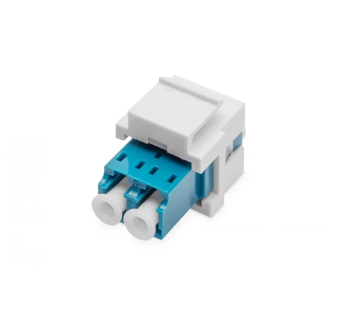 LC adapterhez való keystone tartó (LC/LC duplex adapterrel, egy módú OS2, kék) mellékelve