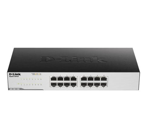 D-Link GO-SW-16G Beállítást nem igénylő (unmanaged) L2 Gigabit Ethernet (10/100/1000) 1U Fekete