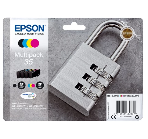 Epson Padlock C13T35864010 tintapatron 1 dB Eredeti Standard teljesítmény Fekete, Cián, Magenta, Sárga