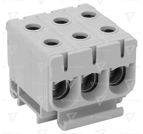 Főáramköri leágazó kapocs, sínre szerelhető, szürke  2.5-50mm2, max. 1000VAC, 1500VDC, 3×max.160A