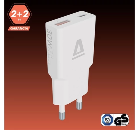 Avax CH641W HÁLÓZATI TÖLTŐ, 30W, USB-C, USB-A, FEHÉR