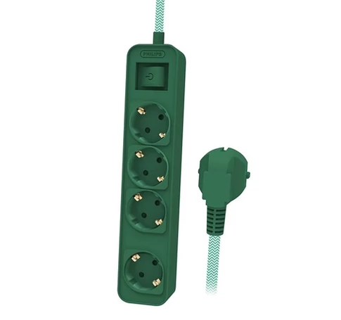 Philips CHP2147G/58 HOSSZABÍTÓ 4 aljzat, kapcsolóval,1,5m,gyermekvédelemmel ,különleges kialakítás X-mass / karácsonyi / zöld színnel