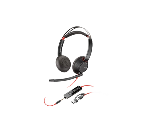 HP POLY fejhallgató Blackwire 5220 sztereó USB-C+3,5 mm-es csatlakozó+USB-C/USB-A adapter (Bulk)