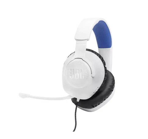 JBL Quantum 100P Console (Vezetékes, gaming fejhallgató levehető mikrofonnal), Fehér/Kék