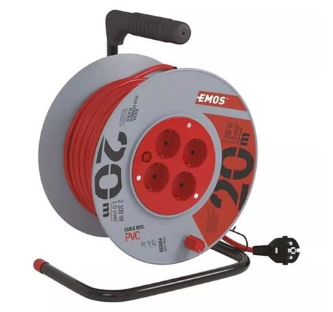 Emos P09220 KÁBELDOB 20 M / 4 ALJZAT / PIROS / PVC / 230 V / 1 MM2