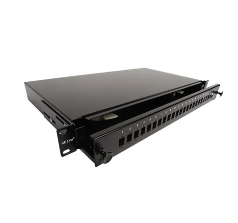 KELINE optikai patch panel kihúzható, 1U, 24xSC, LC duplex, LSH(E2000) toldó számára