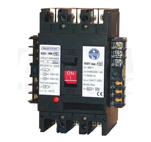 Kompakt megszakító, 230V AC feszültségcsökkenési kioldóval  3×230/400V, 50Hz, 32A, 50kA, 1×CO