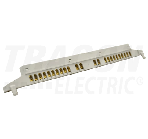 Szigetelt földelősín (N/PE) EDSS-12/. mod.elosztóhoz  230/400VAC, 63A, 7,6×18,3mm, L=250 mm, 24P, IP20