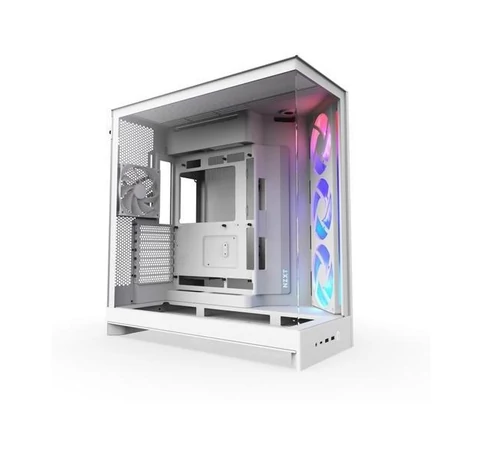 NZXT Ház ATX H9 FLOW RGB, Fehér, Üvegfalú