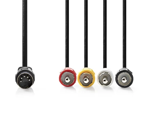 Nedis CAGL20400BK10 DIN audio kábel, DIN 5 tűs dugó - 4x RCA dugó, 1m