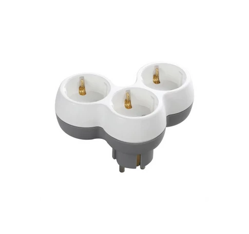ORNO, OR-AE-13239(GS), 3x2P+E, 3-as elosztó, 230V, 16A, IP20, 123X84X58,5mm, Fehér/Szürke