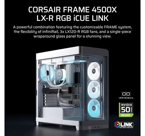 Corsair 4500X LX-R RGB Tempered Glass Mid-Tower, White Midi Tower