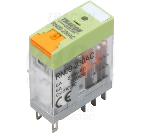 Print relé tesztgombbal és állapotjelzéssel  110V DC / 2×CO (8A, 230V AC / 30V DC)