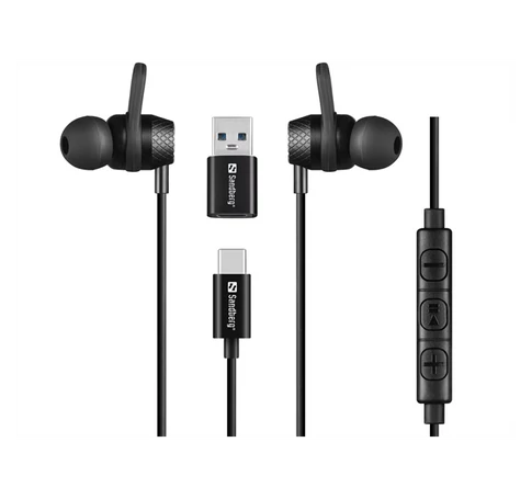 SANDBERG Fülhallgató, USB-C/A In-Earset with Line-Mic