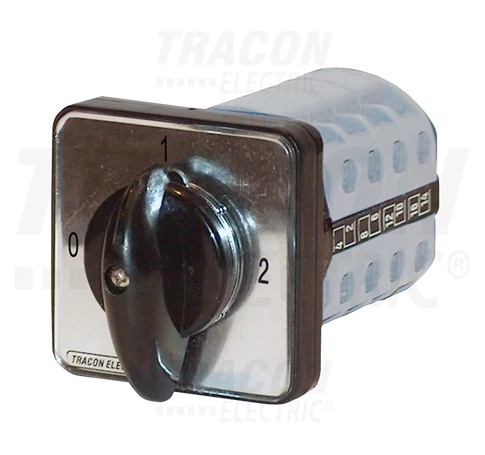 Választókapcsoló, 0-1-2  400V, 50Hz, 20A, 2×3P, 5,5kW, 48×48mm, 90°