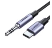 3,5 mm-es mini jack AUX kábel az USB-C UGREEN AV143-hoz, 1 m (fekete)