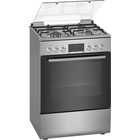 Kép 1/6 - Bosch Serie 4 HXN390D50L cooker Freestanding cooker Gas Black, Stainless steel A