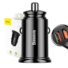Kép 1/7 - Baseus Circular autós gyorstöltő 2xUSB, QC 3.0, 5A, 30W (fekete)