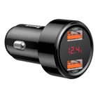 Kép 2/8 - Baseus Magic 2x USB autós töltő, QC 3.0, 45W (fekete)