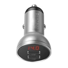 Kép 3/8 - Ładowarka samochodowa Baseus z wyświetlaczem, 2x USB, 4,8A, 24W (srebrna)