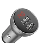 Kép 1/8 - Ładowarka samochodowa Baseus z wyświetlaczem, 2x USB, 4,8A, 24W (srebrna)