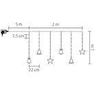 Kép 3/3 - Home KAF 11/WW micro LED-es figurás fényfüggöny, 2 m / 186 db melegfehér LED, harang / fenyő / csillag figurákkal, hálózati adapter, kül- és beltéri kivitel
