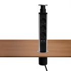 Kép 2/3 - Home NVE 3/USB süllyesztett elosztó USB töltőaljzatokkal, 1,4 m, 3 földelt aljzat gyermekvédelemmel, asztalba, munkalapba építhető, süllyeszthető, max. 3680 W