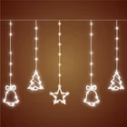 Kép 2/3 - Home KAF 11/WH micro LED-es figurás fényfüggöny, 2 m / 186 db hidegfehér LED, harang / fenyő / csillag figurákkal, hálózati adapter, kül- és beltéri kivitel