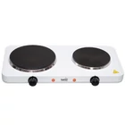 Kép 2/3 - Home HG R 02WH hordozható elektromos főzőlap, dupla, teljesítmény 1000 W + 1500 W, ∅15 cm + ∅18 cm főzőfelület, zománcozott készülékház, fehér