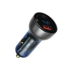 Kép 1/9 - Baseus Particular autós töltő digitális kijelzővel, USB + USB-C, QC3.0 + PD, 5A, 65 W (ezüst)