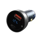 Kép 4/9 - Baseus Particular autós töltő digitális kijelzővel, USB + USB-C, QC3.0 + PD, 5A, 65 W (ezüst)