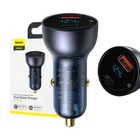 Kép 1/7 - Ładowarka samochodowa Baseus Particular Digital Display z wyświetlaczem, USB + USB-C, QC3.0+PD, 5A, 65W (szara)