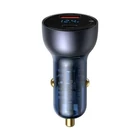 Kép 2/7 - Ładowarka samochodowa Baseus Particular Digital Display z wyświetlaczem, USB + USB-C, QC3.0+PD, 5A, 65W (szara)