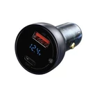 Kép 3/7 - Ładowarka samochodowa Baseus Particular Digital Display z wyświetlaczem, USB + USB-C, QC3.0+PD, 5A, 65W (szara)