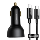 Kép 1/11 - Baseus Superme USB autós töltő, USB-C, 100W + USB-C kábel (fekete)