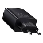 Kép 2/7 - Baseus kompakt gyorstöltő, 2xUSB, USB-C, PD, 3A, 30 W (fekete)