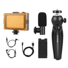Kép 2/2 - Puluz PKT3132B Tripod mikrofonnal és LED lámpával