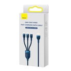 Kép 7/8 - Baseus Flash Series 3 az 1-ben USB-kábel, USB-C + micro-USB + Lightning, 100W, 1,2m (kék)