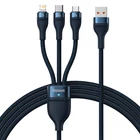 Kép 2/8 - Baseus Flash Series 3 az 1-ben USB-kábel, USB-C + micro-USB + Lightning, 100W, 1,2m (kék)