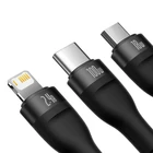 Kép 4/9 - Baseus Flash Series 3 az 1-ben USB-kábel, USB-C + micro USB + Lightning, 100W, 1.2m (fekete)