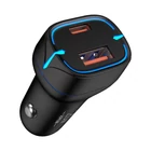 Kép 3/6 - VFAN C11 autós töltő, USB + USB-C, PD 20W + QC 3.0, LED (fekete)