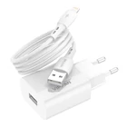Kép 2/8 - VFAN E01 hálózati töltő, 1x USB, 2,4A + Lightning kábel (fehér)