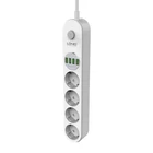 Kép 3/4 - Power strip with 4 AC sockets, 4x USB, LDNIO SE4432, 2m (white)