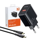 Kép 3/3 - Wall charger Mcdodo CH-0922 USB + USB-C, 33W + USB-C cable (black)