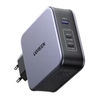 Kép 2/3 - UGREEN CD289 hálózati töltő, 2x USB-C, 1x USB-A, GaN, 140W, kábel 1.5m (szürke)