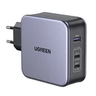 Kép 3/3 - UGREEN CD289 hálózati töltő, 2x USB-C, 1x USB-A, GaN, 140W, kábel 1.5m (szürke)