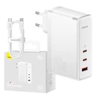 Kép 1/6 - Baseus GaN5 Pro Gyorstöltő, 2xUSB-C + USB, 140W (fehér)